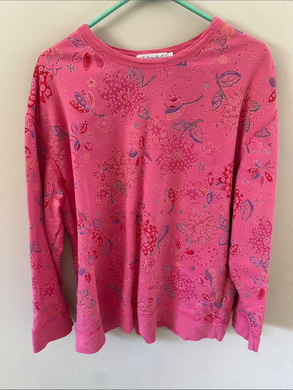 Pink Floral Long-Sleeve Sweatshirt